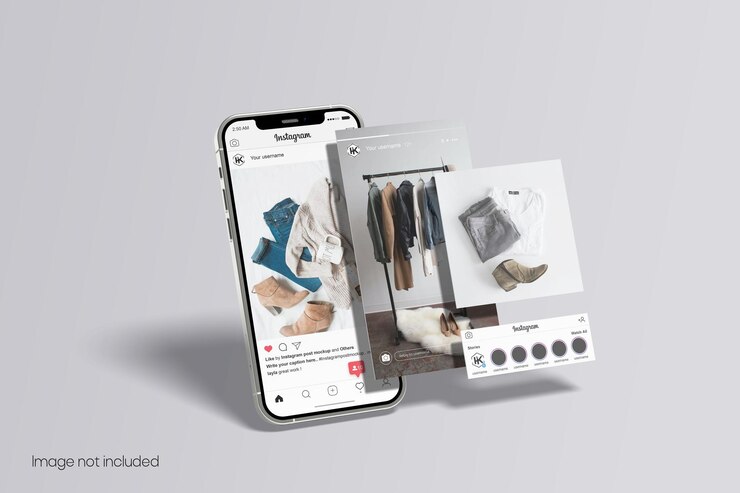Publicación de instagram y maqueta de teléfono inteligente