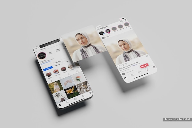 Publicación de instagram y maqueta de teléfono inteligente