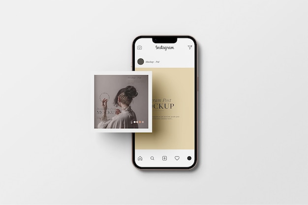 Publicación de instagram con maqueta de teléfono móvil