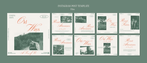 PSD publicación de instagram de película de estilo vintage moderno