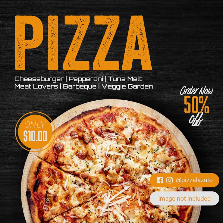 PSD publicación de instagram de pizza deliciosa