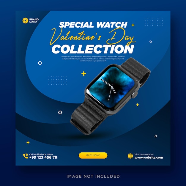 Publicación de instagram de producto de marca de reloj clásico de color oscuro