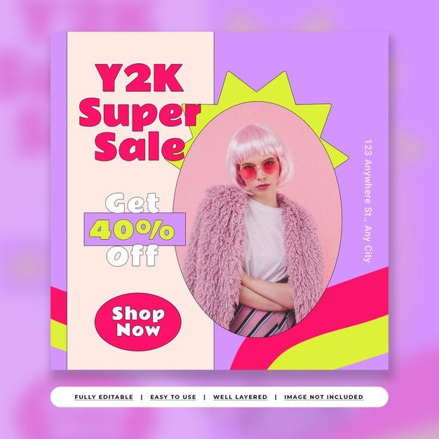 Publicación de Instagram de promoción de moda simple púrpura