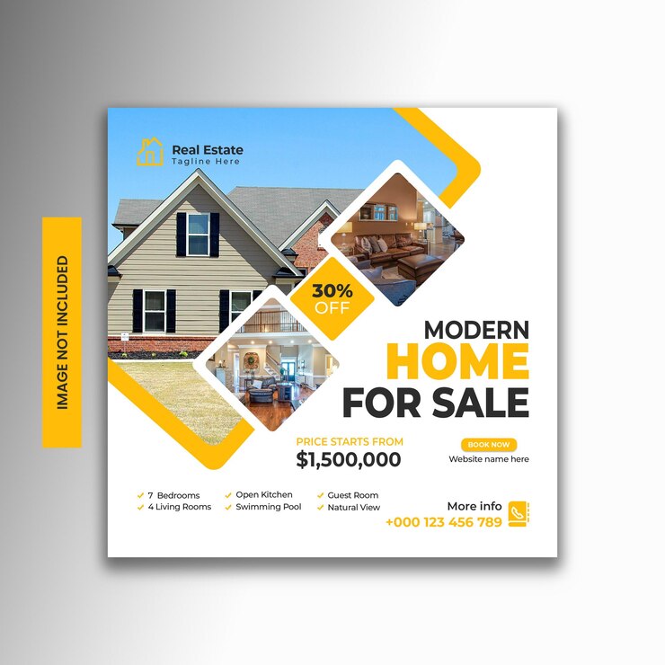 Publicación de instagram de redes sociales de casa inmobiliaria PSD o plantilla de banner web