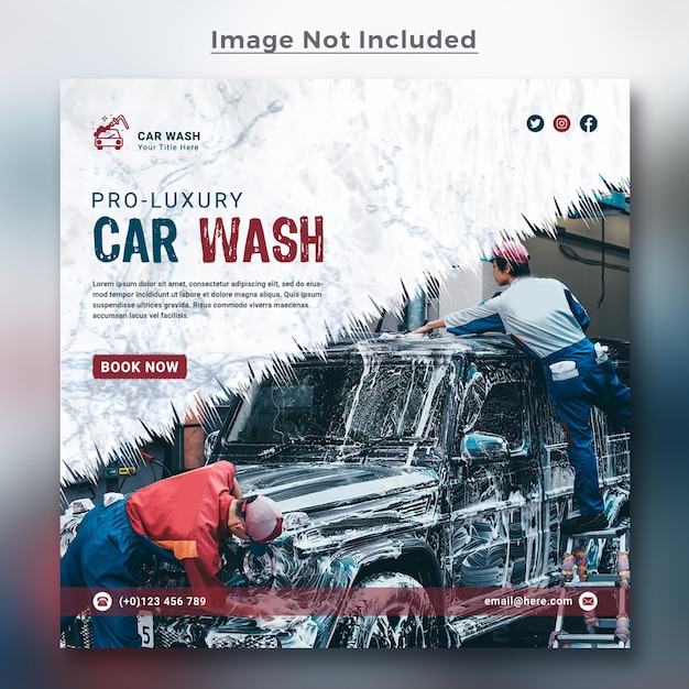 PSD publicación de instagram de redes sociales de lavado de autos profesional o plantilla de banner web cuadrado