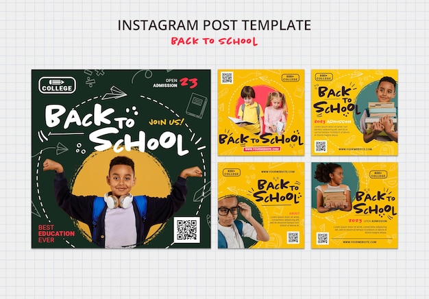 Publicación de instagram de regreso a la escuela dibujada a mano