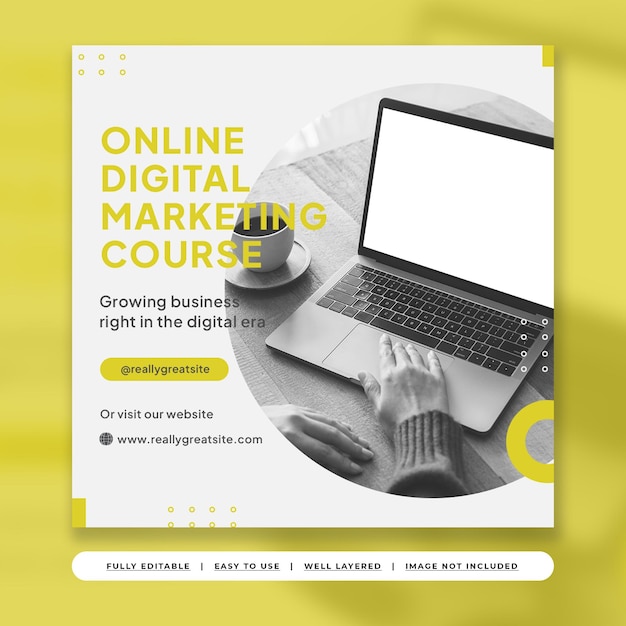 Publicación de Instagram del seminario web en línea simple amarillo