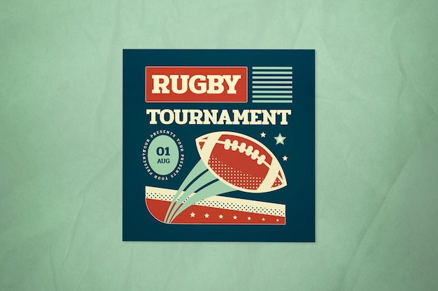 Publicación de instagram del torneo de rugby retro verde