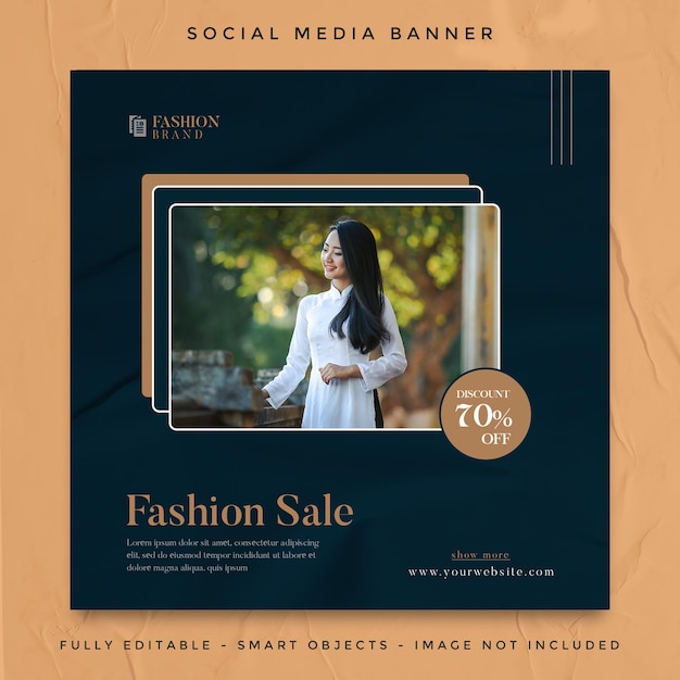 PSD publicación de instagram de venta de moda y plantilla de banner de redes sociales