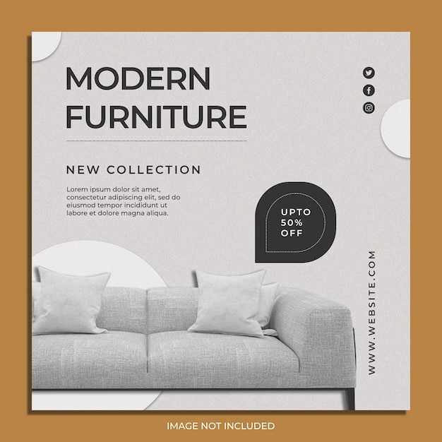 Publicación de instagram de venta de muebles psd y plantillas de redes sociales