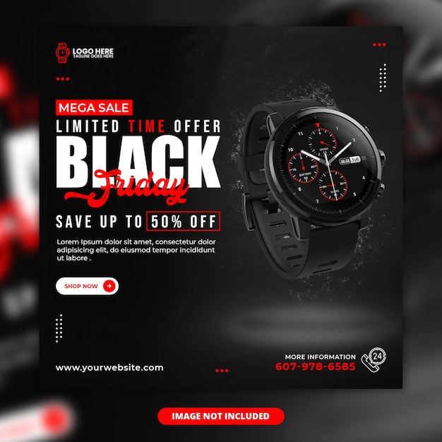 Publicación de instagram de viernes negro o plantilla de banner web cuadrado