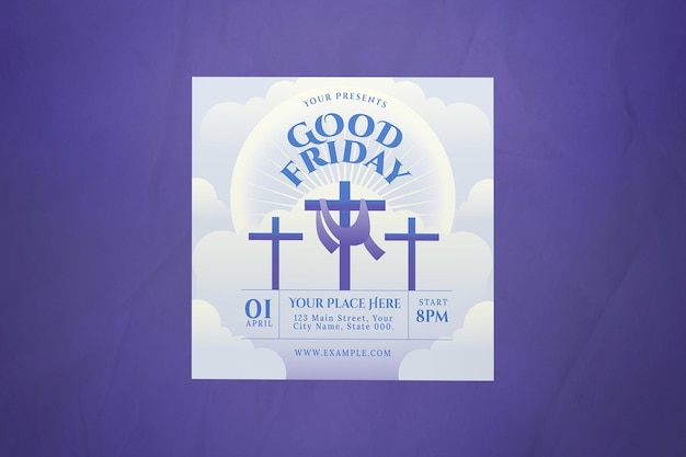 PSD publicación de instagram de viernes santo degradado azul