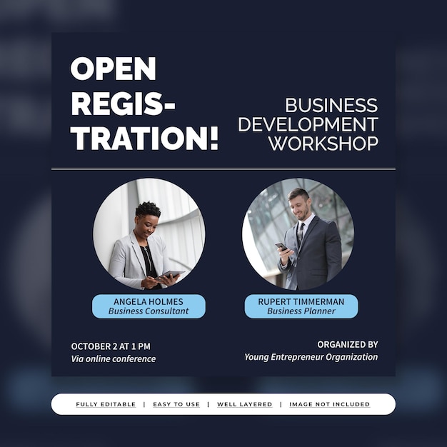 Publicación de instagram de white blue modern business workshop