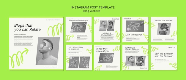 PSD publicación mínima de instagram del sitio web del blog