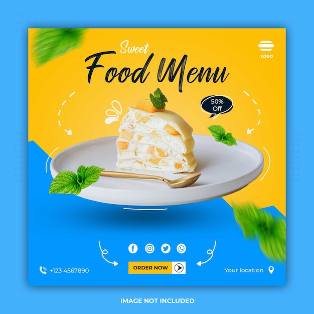 Publicación de plantillas de redes sociales de banner de comida culinaria