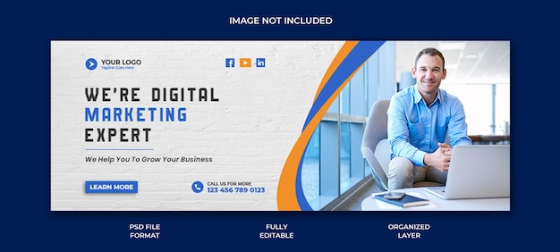 PSD publicación de portada de facebook de la agencia de marketing digital o diseño de banner web de redes sociales corporativas premium psd