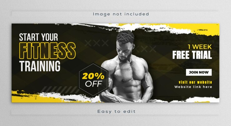 PSD publicación de portada de facebook gimnasio ejercicio de entrenamiento físico redes sociales diseño de plantilla de banner web