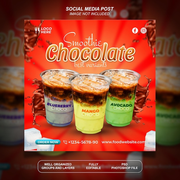 Publicación en redes sociales de bebida de chocolate