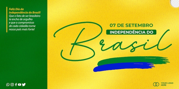 Publicación en redes sociales del día de la independencia de brasil 07 de septiembre en brasil