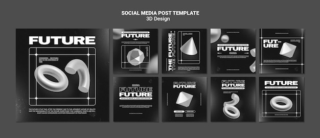 PSD publicación de redes sociales de diseño 3d