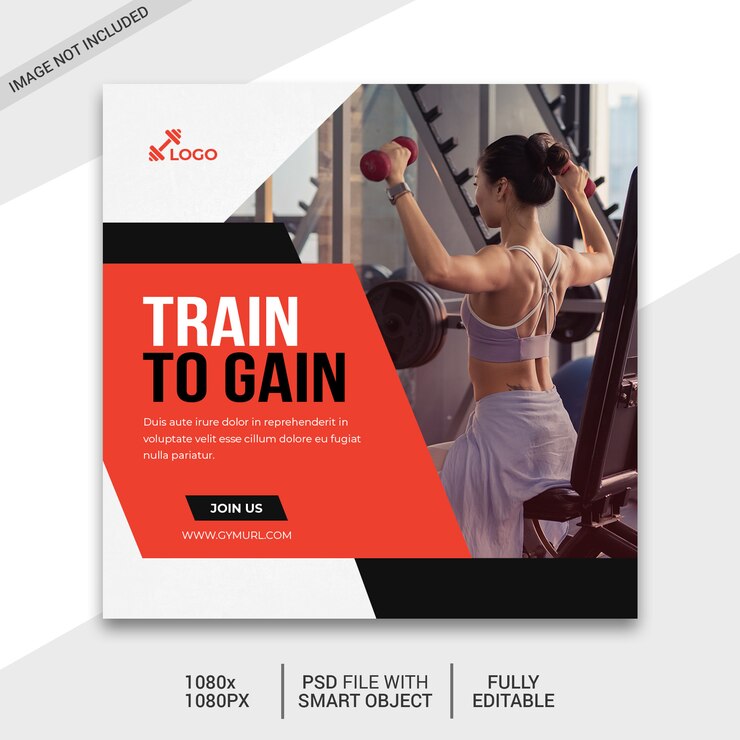 PSD publicación de redes sociales de fitness