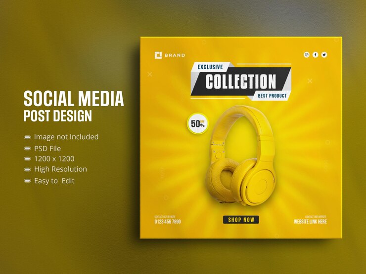 Publicación en redes sociales de plantilla de colección de gadgets