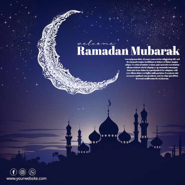 PSD publicación en redes sociales para ramadan mubarak. redes sociales de ramadán.