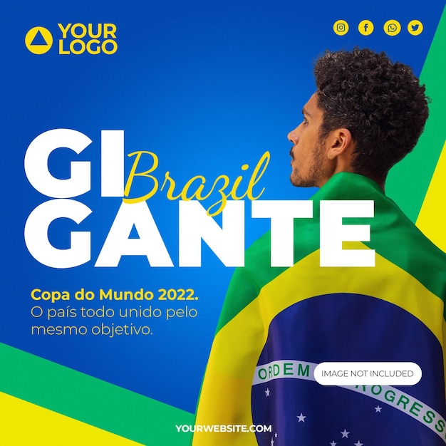 Publicación para redes sociales Vamos a Brasil hacia Hex para campaña de marketing en portugués de Brasil