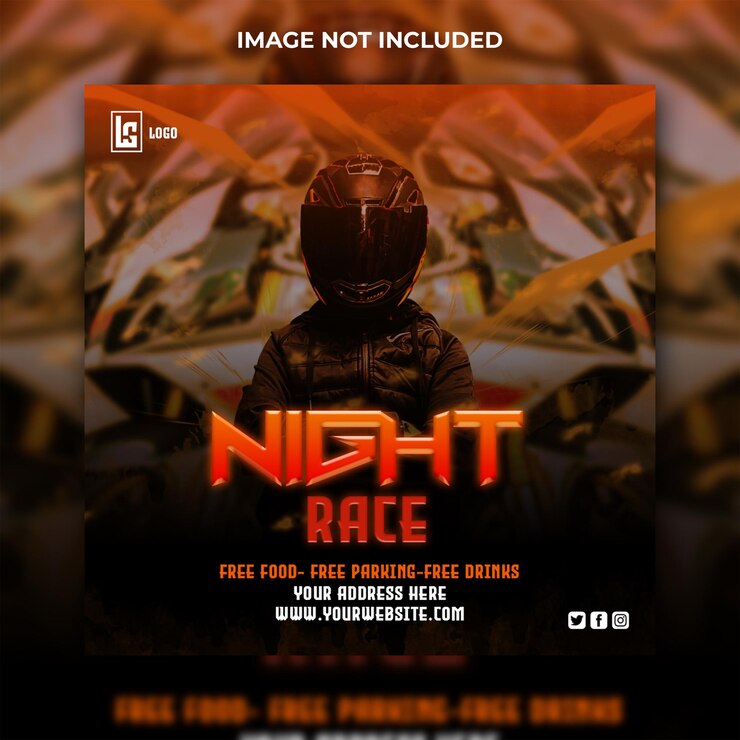 PSD publicación en redes sociales del volante black night race