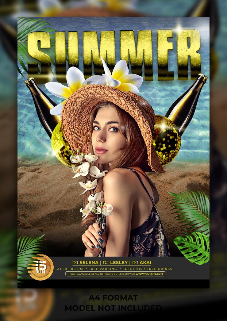 PSD publicación de redes sociales de volante de fiesta de verano