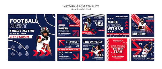 PSD las publicaciones de fútbol americano en instagram