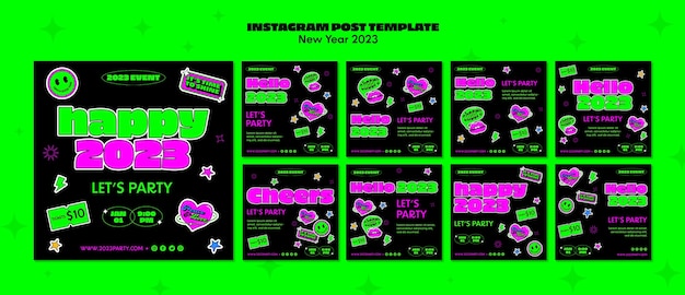 Publicaciones de instagram de año nuevo 2023 dibujadas a mano