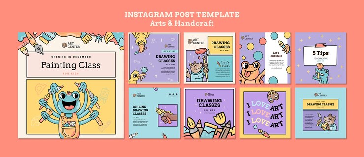 PSD publicaciones de instagram de artes y artesanías.