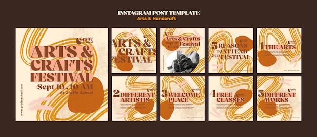 PSD publicaciones de instagram de artes y artesanías.