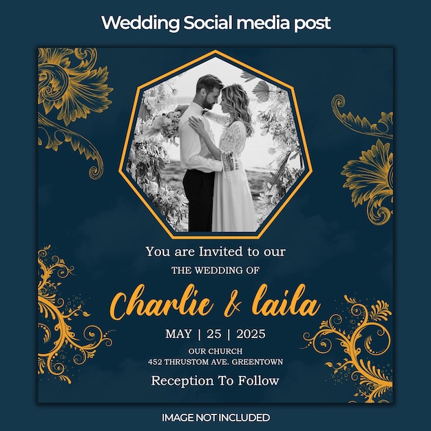 Publicaciones de instagram para boda floral con hojas y pareja.