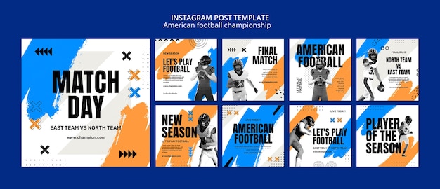 PSD las publicaciones de instagram del campeonato de fútbol americano