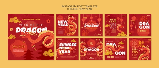 PSD publicaciones en instagram de la celebración del año nuevo chino