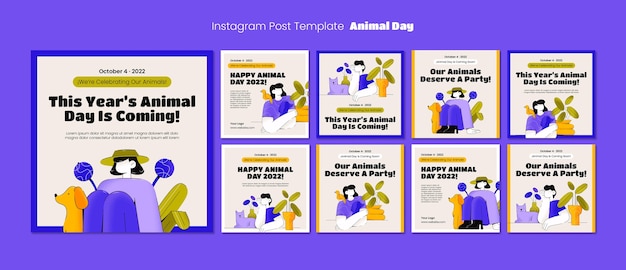 Publicaciones de instagram de celebración del día de los animales