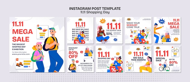 Publicaciones de instagram de celebración del día de compras.