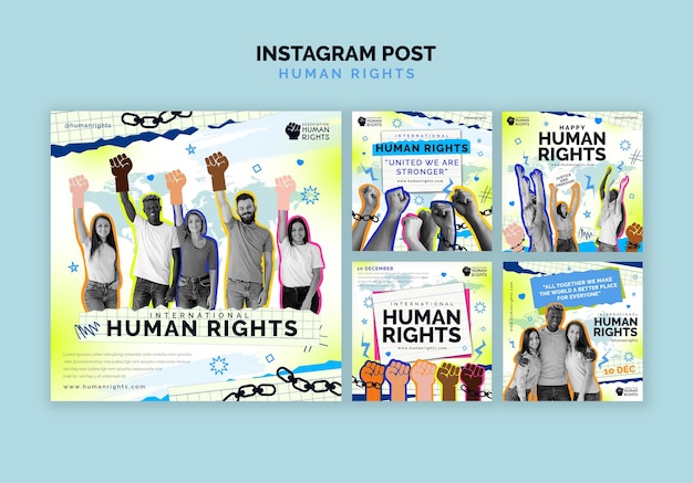 PSD publicaciones de instagram de celebración del día de los derechos humanos.