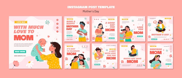 PSD publicaciones de instagram de celebración del día de la madre