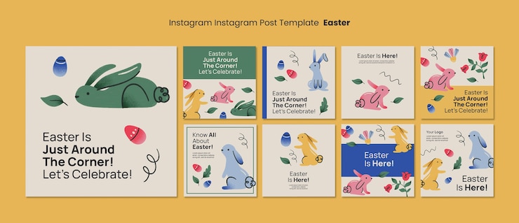 PSD las publicaciones de instagram de la celebración del día de pascua
