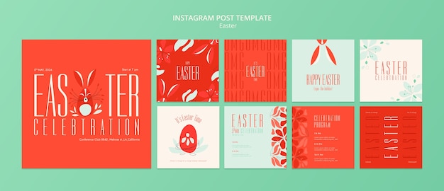 PSD las publicaciones de instagram de la celebración del día de pascua