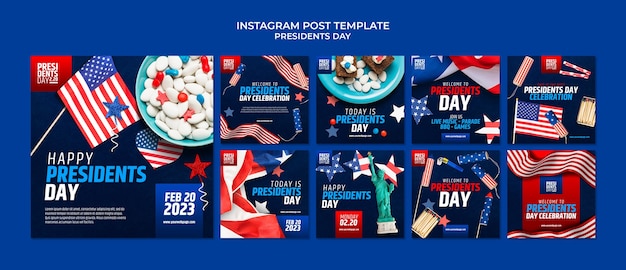 PSD publicaciones de instagram de celebración del día de los presidentes