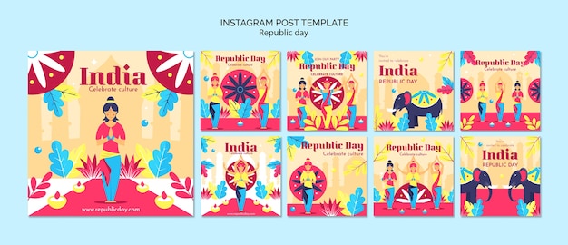 PSD publicaciones de instagram de celebración del día de la república