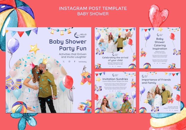 Las publicaciones de instagram de la celebración de la ducha de bebé