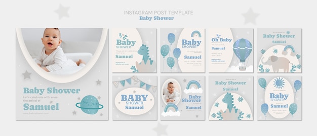 PSD las publicaciones de instagram de la celebración de la ducha de bebé