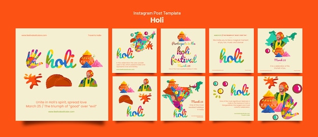Publicaciones de instagram de celebración del festival holi