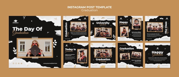 PSD publicaciones de instagram de celebración de graduación