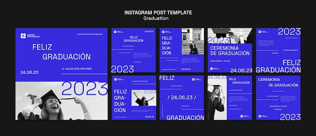 PSD publicaciones de instagram de celebración de graduación